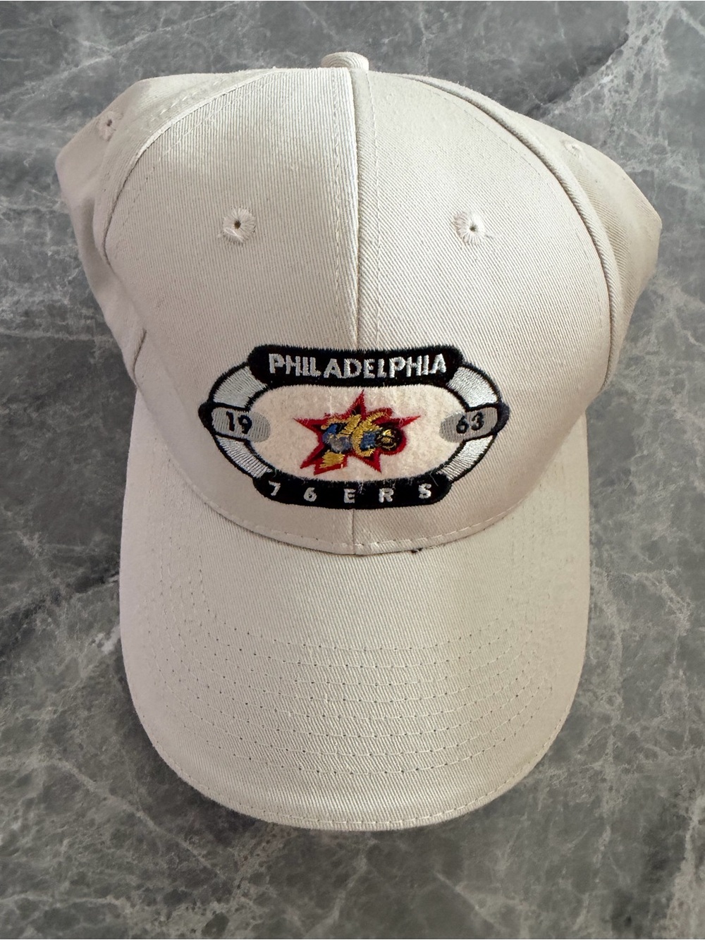 Philadelphia 76ers Cream Baseball Cap with Embroidered Logo